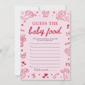 Pink Hand Drawn Baby Shower Guess The Baby Food Kaart (Voorkant)