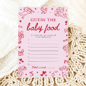 Pink Hand Drawn Baby Shower Guess The Baby Food Kaart