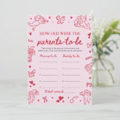 Pink Hand Drawn Baby Shower How Old Were They Kaart (Staand voorkant)