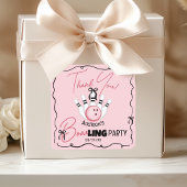Pink Hand Drawn BOWling Bows Birthday Party Favor Vierkante Sticker