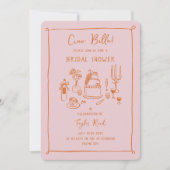 Pink Hand Drawn Doodle Food Vrijgezellenfeest Kaart (Voorkant)