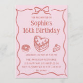 Pink Hand-Drawn Sweets Sweet 16 Birthday  Kaart (Voorkant)