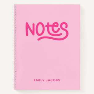 Pink Handwriting Notes Typografie Notitieboek