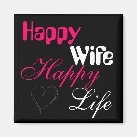Pink Happy Femme Happy Life Magnet (Devant)