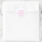 Pink Happy Valentines Day Calligraphy Ronde Sticker (Tas)