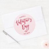 Pink Happy Valentines Day Round Sticker (Enveloppe)