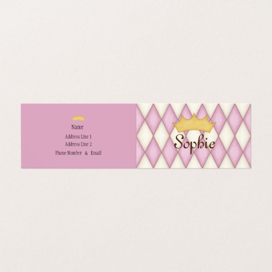 Pink Harlequin Specialized Princess Play Date Visitekaartjes (Buitenkant ongevouwen)