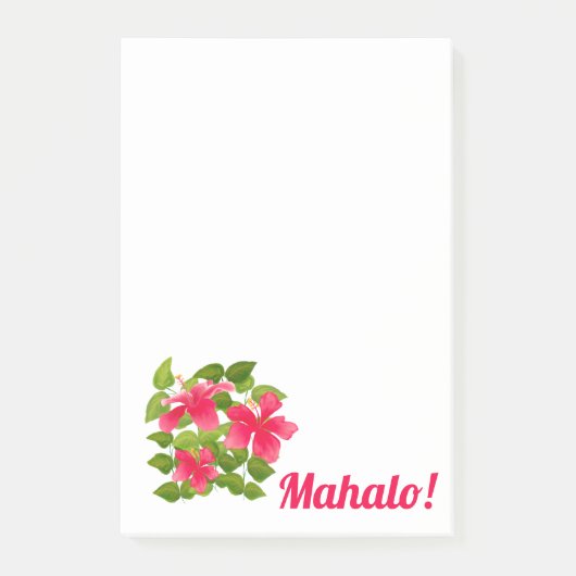 Pink Hawaiian Hibiscus Mahalo Post-it® Notes (Voorkant)
