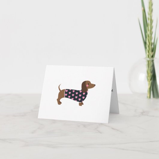 PINK HEARSHUND DACHSHUND GREETING CARTE (Devant)