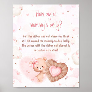 Pink Heart Baby shower Hoe groot is de buik van ma Poster