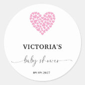 Pink Heart Baby shower Party Ronde Sticker (Voorkant)