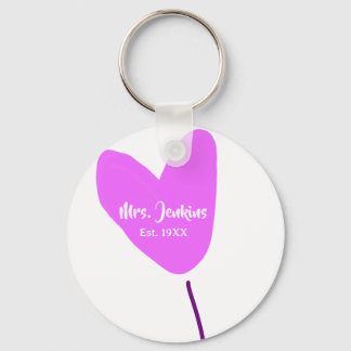 Pink heart balloon Mrs add name est. Add year love Sleutelhanger