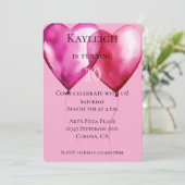 Pink Heart Balloons Verjaardag Kaart (Staand voorkant)