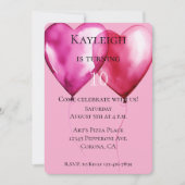 Pink Heart Balloons Verjaardag Kaart (Voorkant)