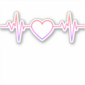 Pink Heart Beat EKG Sticker (Voorkant)