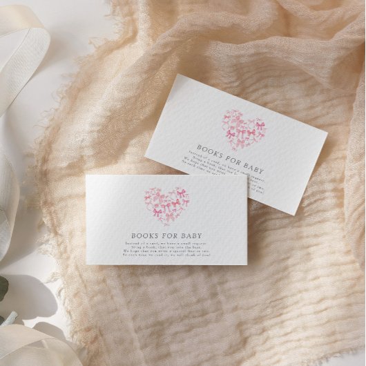 Pink Heart Bow Custom Baby shower boeken voor baby Informatiekaartje