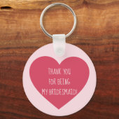Pink Heart Bridesmaid bedankt Sleutelhanger (Voorkant)