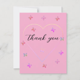 Pink Heart Butterfly meisje baby shower Bedankkaart
