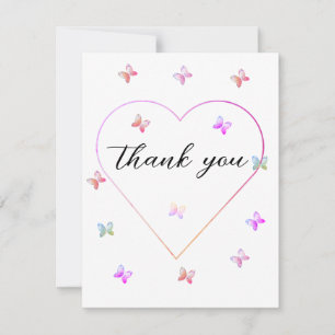 Pink Heart Butterfly meisje baby shower Bedankkaart