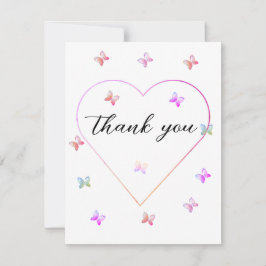 Pink Heart Butterfly meisje baby shower Bedankkaart
