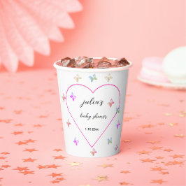 Pink Heart Butterfly meisje baby shower Papieren Bekers