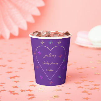 Pink Heart Butterfly meisje baby shower Papieren Bekers