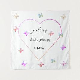Pink Heart Butterfly meisje baby shower Wandkleed