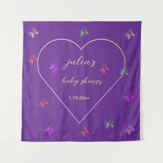 Pink Heart Butterfly meisje baby shower Wandkleed