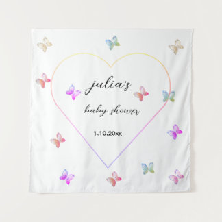 Pink Heart Butterfly meisje baby shower Wandkleed