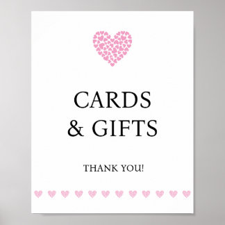 Pink Heart Cards and Gifts Baby Shower Poster