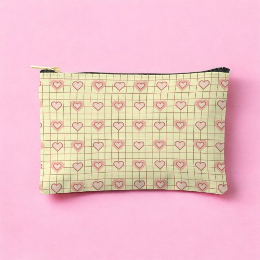 Pink Heart Checkered Pattern Valentijnsdag Etui