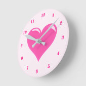 Pink Heart Clock Ronde Klok (Hoek)