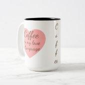 Pink Heart Coffee Love Language Mug (Devant gauche)