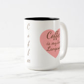 Pink Heart Coffee Love Language Mug (Devant droit)