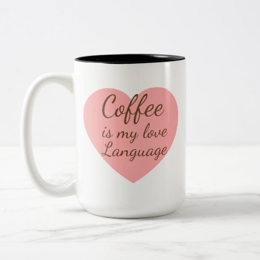 Pink Heart Coffee Love Language Mug (Gauche)