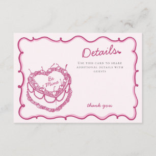 Pink Heart Coquette Cherry Cake Details Invoegen Informatiekaartje