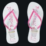 Pink Heart Cupcake Bridesmaid Mariage Flip Flops<br><div class="desc">Les tongs présentent une illustration originale d'un cupcake avec glaçage,  arroses et coeur rose,  avec BRIDESMAID dans une police rose amusante.</div>