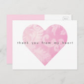 Pink Heart Dank u Briefkaart (Voorkant / Achterkant)