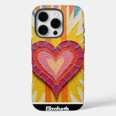 Pink Heart Design en gepersonaliseerde naam Case-Mate iPhone Case (Achterkant)