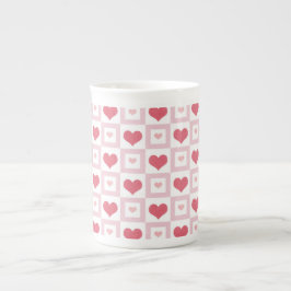 Pink Heart Designs, Boys Girls Kids, Valentine's Porselein Kop