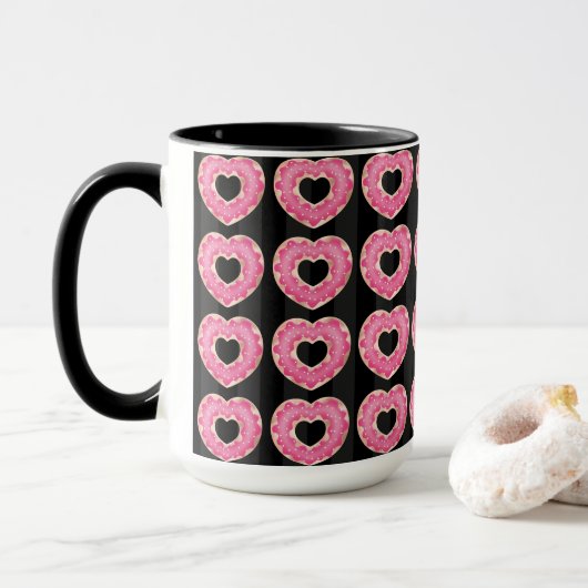 Pink Heart Doughnut Coffee Mok (Met donut)
