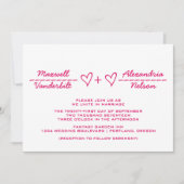 Pink Heart Equation Wedding Invitation (Devant)