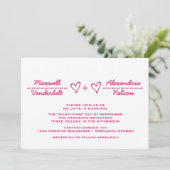 Pink Heart Equation Wedding Invitation (Debout devant)