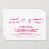 Pink Heart Equation Wedding Invitation (Devant / Derrière)
