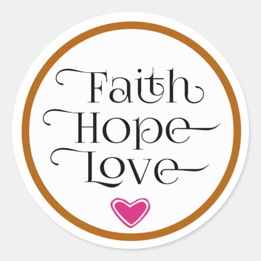 Pink Heart Faith Hope Love Sticker (Devant)