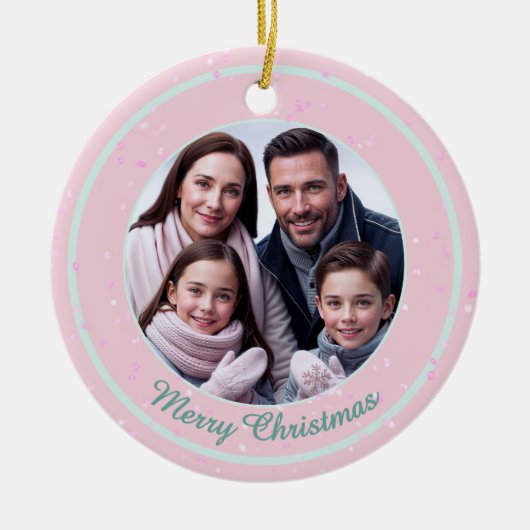 Pink Heart Familie Kerst Ornament (Voorkant)
