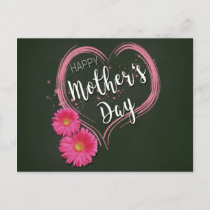 Pink Heart Flowers Moederdag - Briefkaart