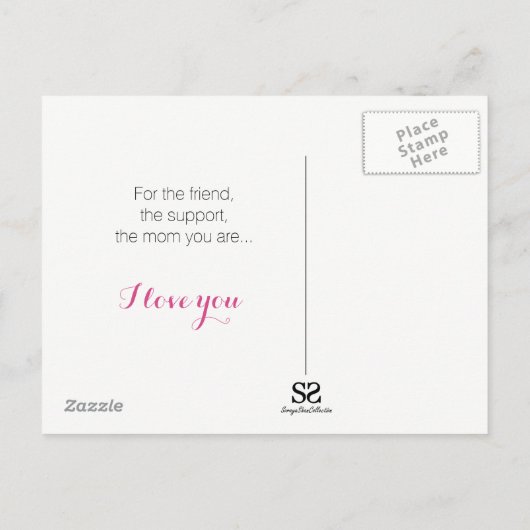 Pink Heart Flowers Moederdag - Briefkaart (Achterkant)