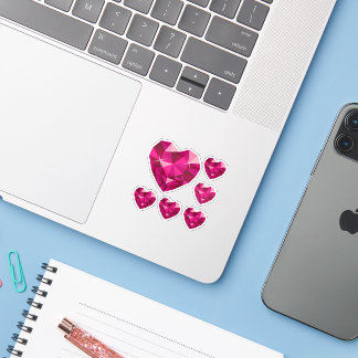 Pink Heart Gemstone Custom-Cut Vinyl Sticker