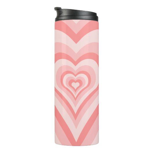 Pink Heart Gradient Pattern – Cute Girly Love Thermosbeker (Geroteerd rechts)